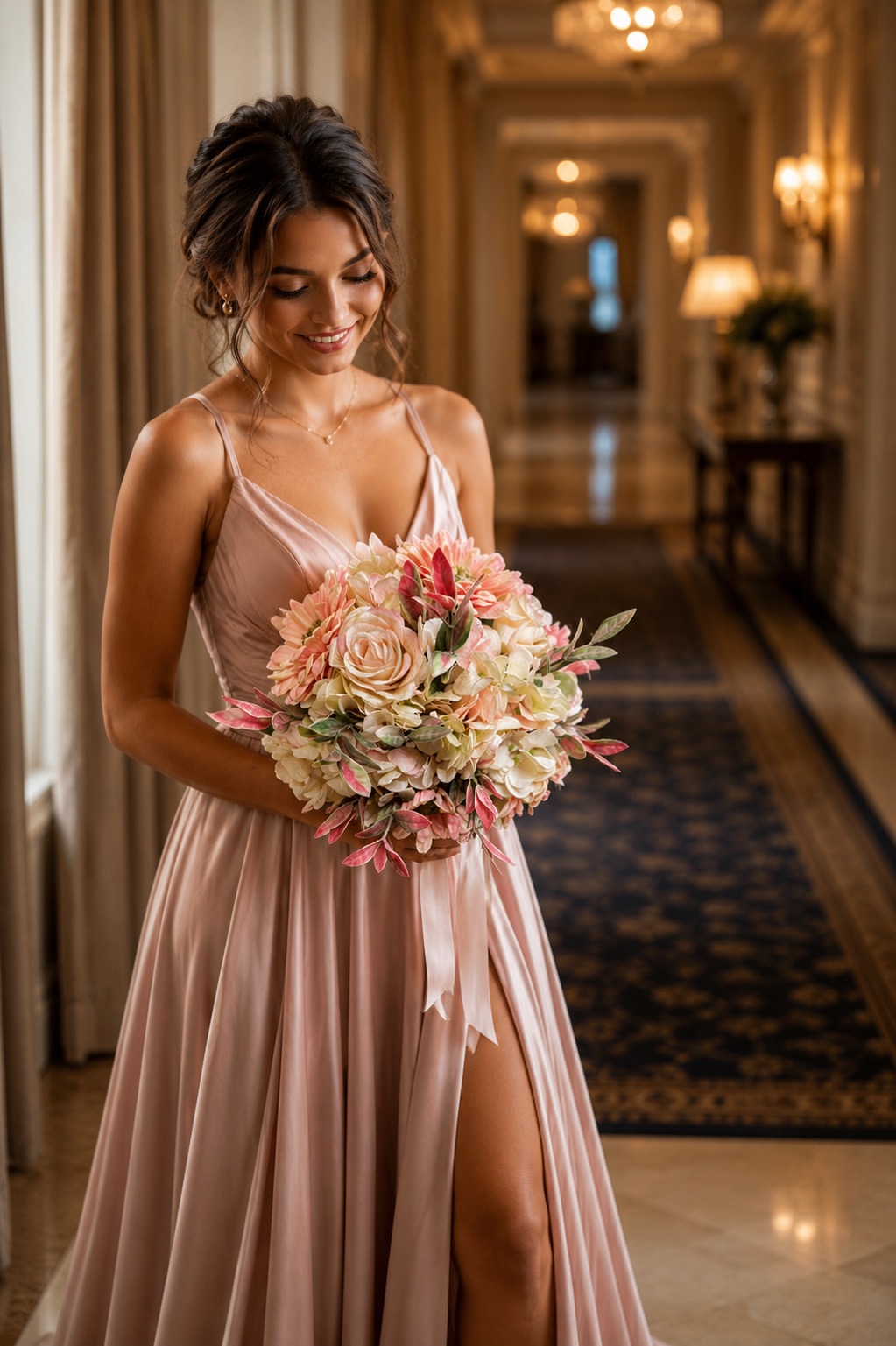 Prom flowers with a blush dress